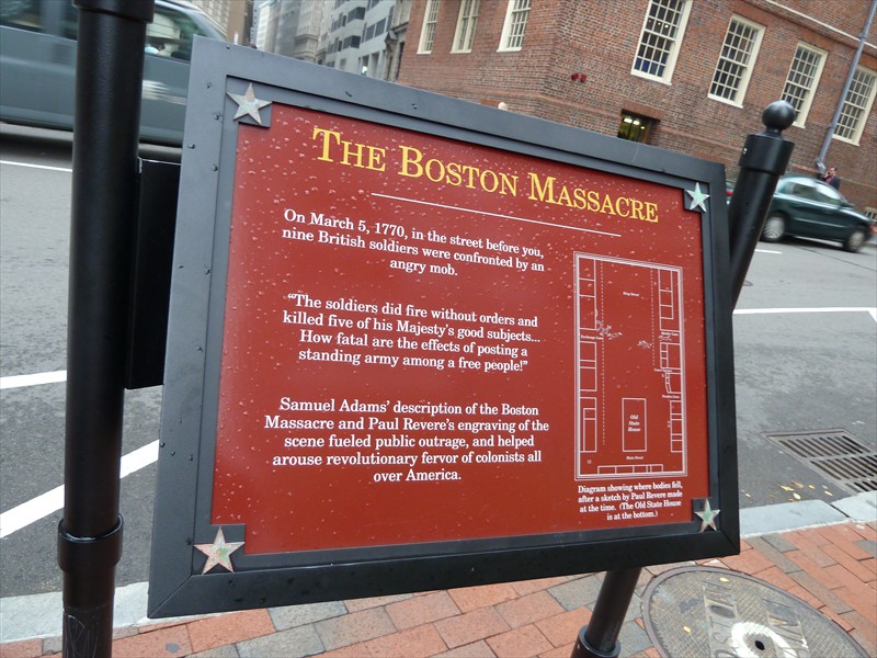 Sign about the Boston Massacre in 1770